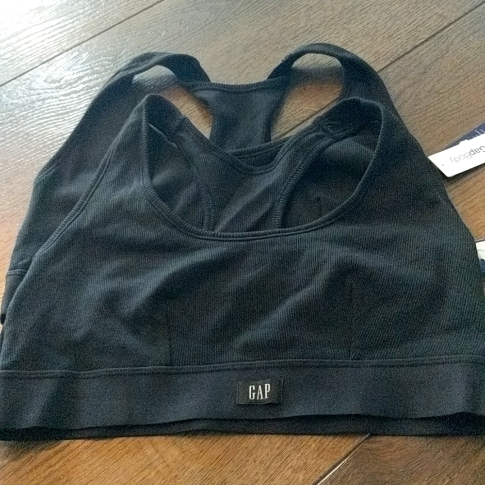 Lot of 2 GapBody NWT size M Rib Racerback bralettes black